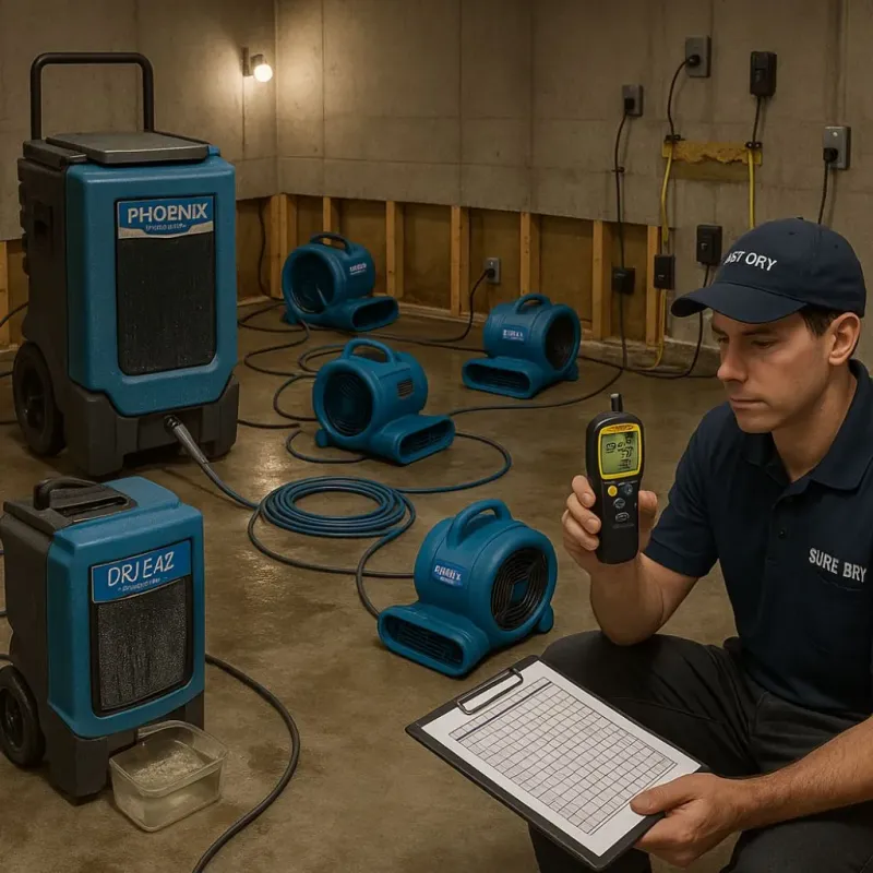 Structural Drying and Dehumidification process in Colesville, MD